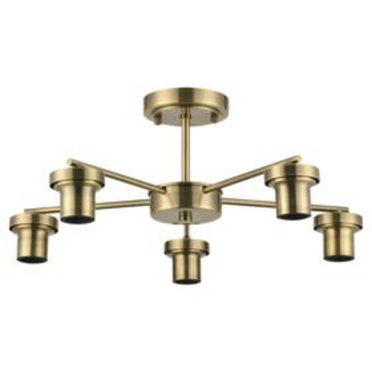 Idolite Devine Antique Brass 5 Light Downward Semi Ceiling (FRAME ONLY)