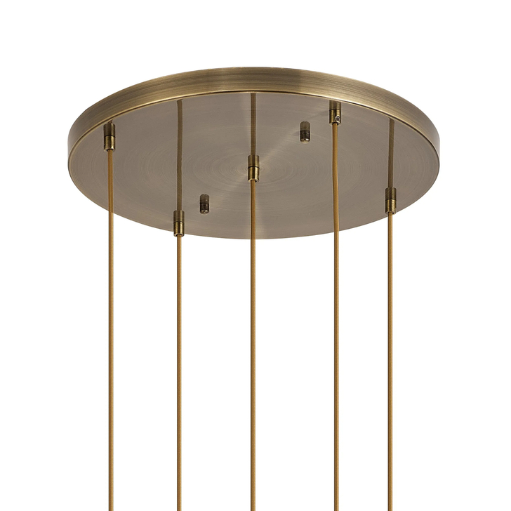 Idolite Devine Antique Brass 5 Light E27 2.5m Round Multiple Pendant (FRAME ONLY)