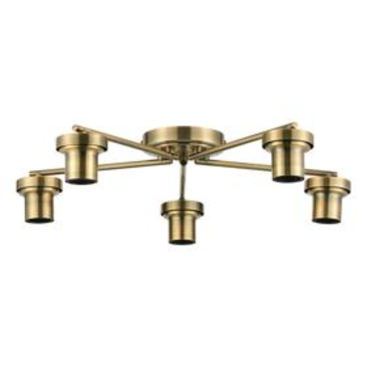 Idolite Devine Antique Brass 5 Light Flush Ceiling (FRAME ONLY)