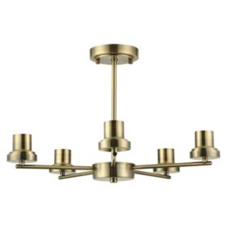 Idolite Devine Antique Brass 5 Light Upward Semi Ceiling (FRAME ONLY)