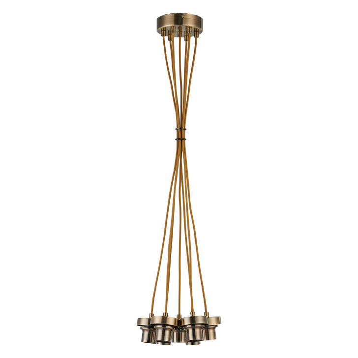 Idolite Devine Antique Brass 7 Light E27 1.5m Cluster Pendant (FRAME ONLY), Suitable For A Vast Selection Of Glass Shades