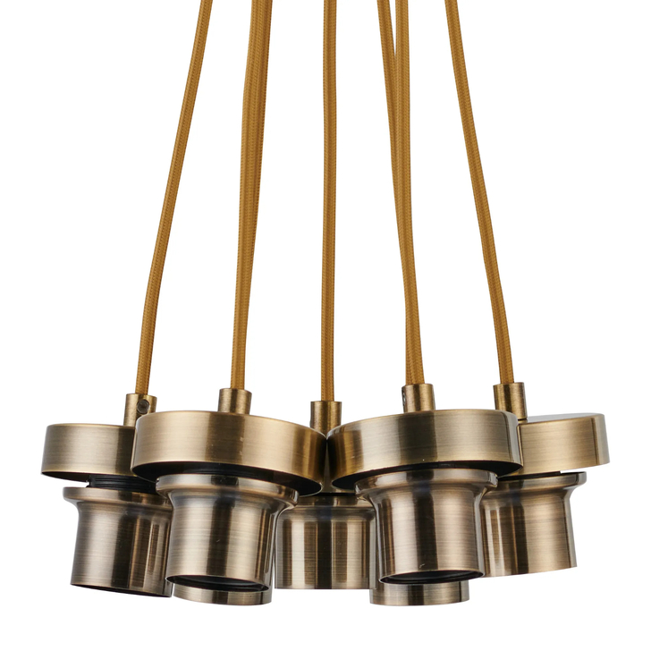 Idolite Devine Antique Brass 7 Light E27 1.5m Cluster Pendant (FRAME ONLY), Suitable For A Vast Selection Of Glass Shades