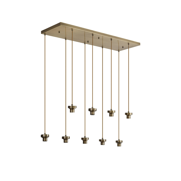 Idolite Devine Antique Brass 9 Light E27 2m Rectangular Multiple Pendant (FRAME ONLY)