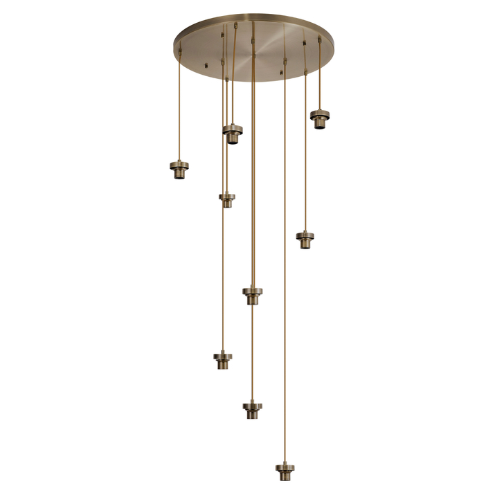 Idolite Devine Antique Brass 9 Light E27 3m Round Multiple Pendant (FRAME ONLY)