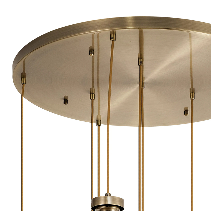 Idolite Devine Antique Brass 9 Light E27 3m Round Multiple Pendant (FRAME ONLY)