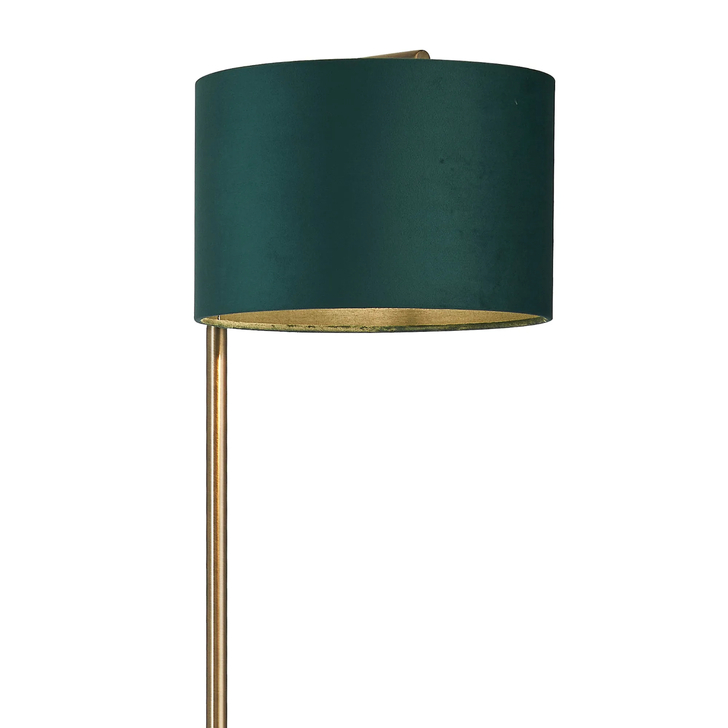 Idolite Devine Floor Lamp, 1 Light E27, Antique Brass/Forest Green 30x20cm Velvet Shade