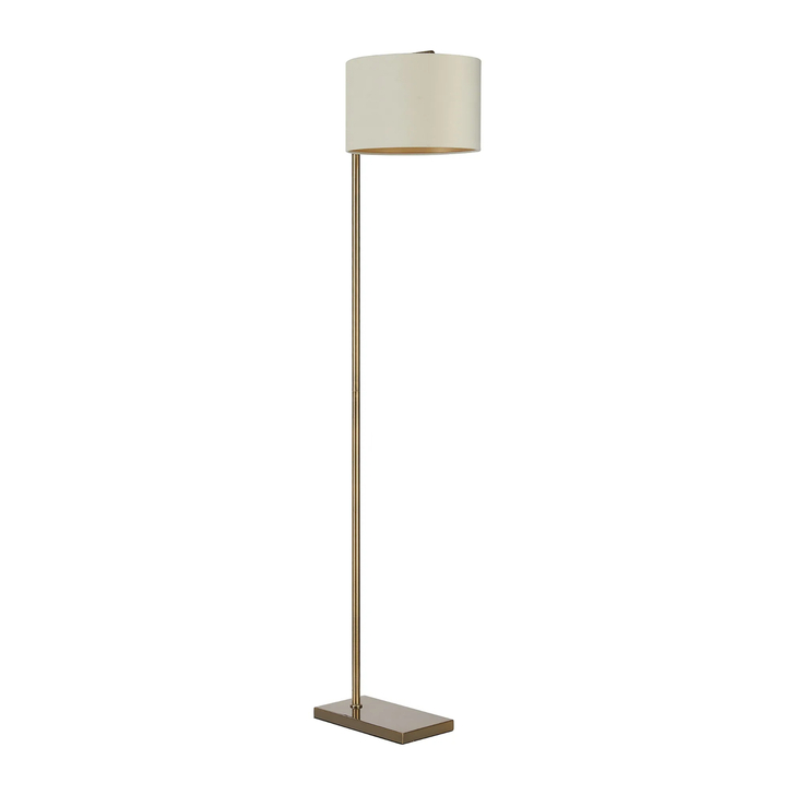 Idolite Devine Floor Lamp, 1 Light E27, Antique Brass/Ivory/Champagne 30x20cm Velvet Shade
