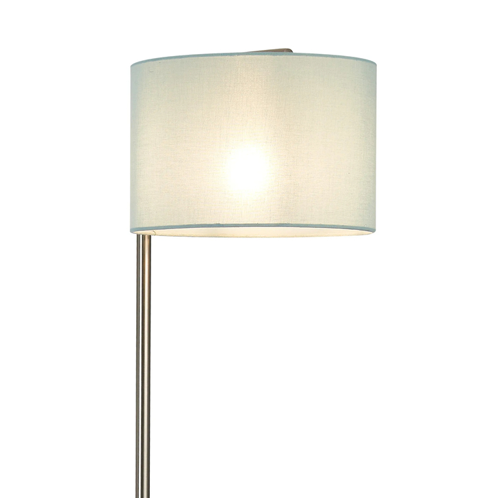 Idolite Devine Floor Lamp, 1 Light E27, Satin Nickel/Duck Egg 30x20cm Linen Shade