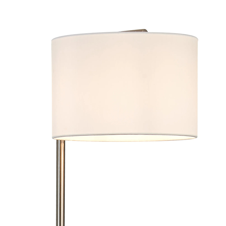 Idolite Devine Floor Lamp, 1 Light E27, Satin Nickel/Porcelain 30x20cm Faux Silk Shade