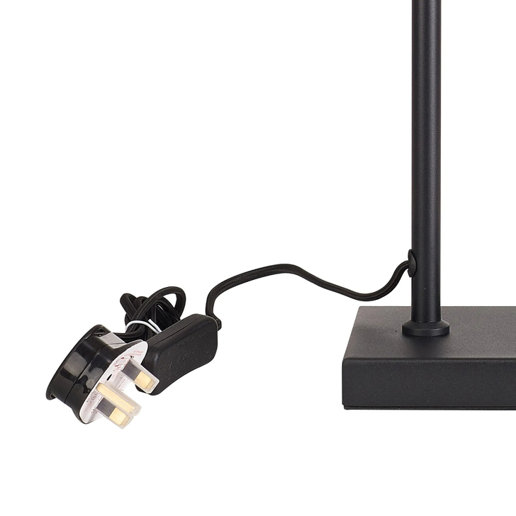 Idolite Devine Satin Black 1 Light E27 59cm Downward Table Lamp Without Shade,