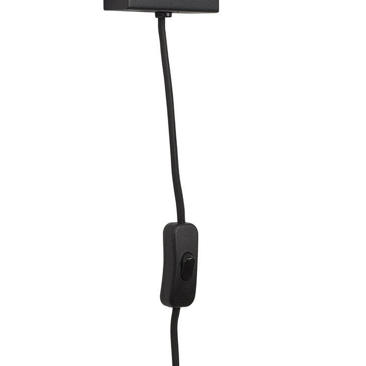 Idolite Devine Satin Black 1 Light E27 Switched Wall Light With Plug (FRAME ONLY)