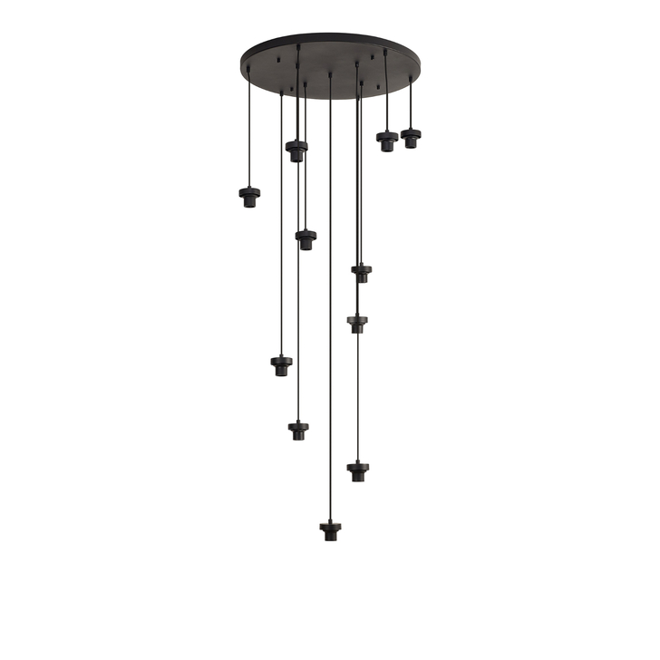 Idolite Devine Satin Black 11 Light E27 3.5m Round Multiple Pendant (FRAME ONLY)