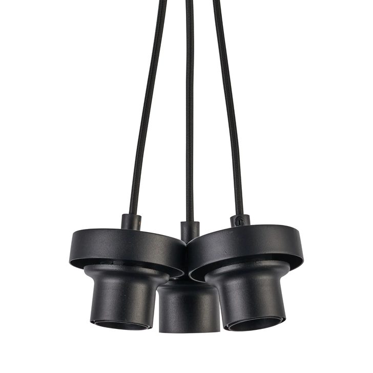 Idolite Devine Satin Black 3 Light E27 1m Cluster Pendant (FRAME ONLY), Suitable For A Vast Selection Of Glass Shades