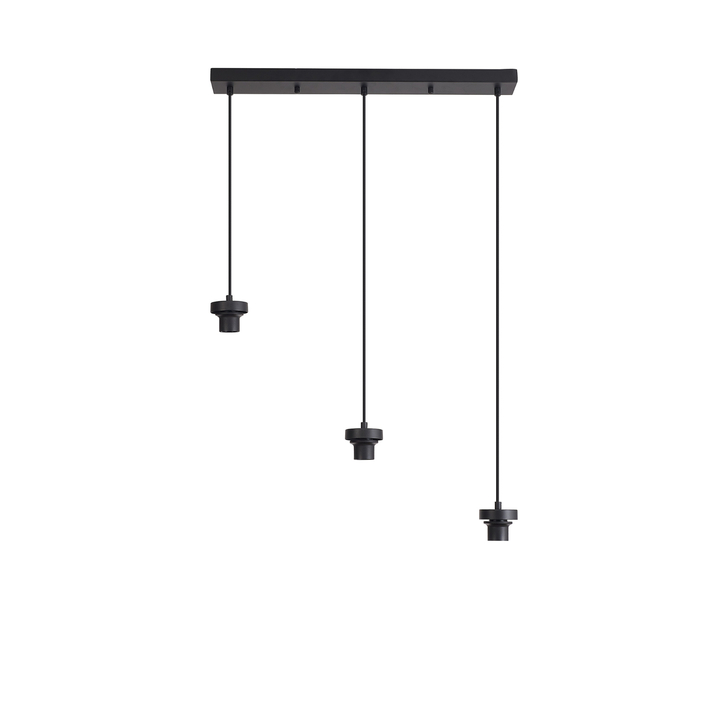 Idolite Devine Satin Black 3 Light E27 2m Linear Multiple Pendant (FRAME ONLY)