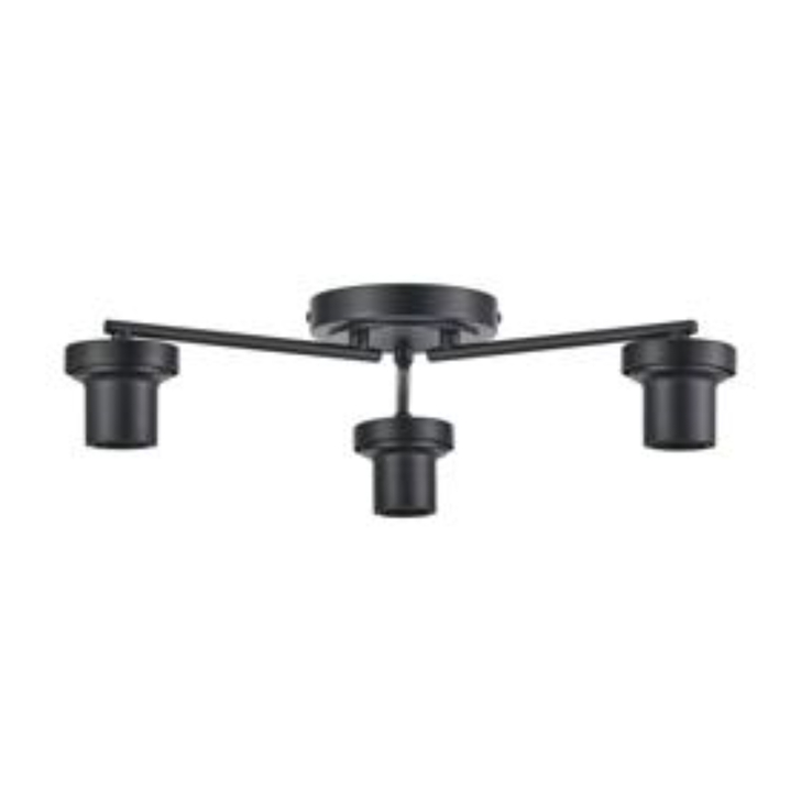 Idolite Devine Satin Black 3 Light Flush Ceiling (FRAME ONLY)