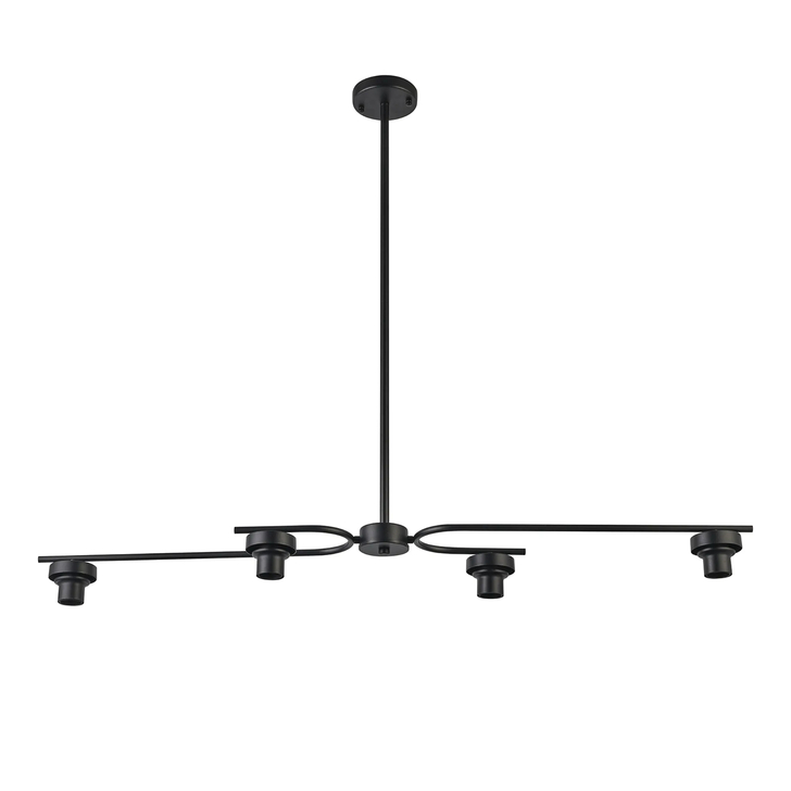 Idolite Devine Satin Black 4 Light E27 Fixed Linear Pendant (FRAME ONLY)