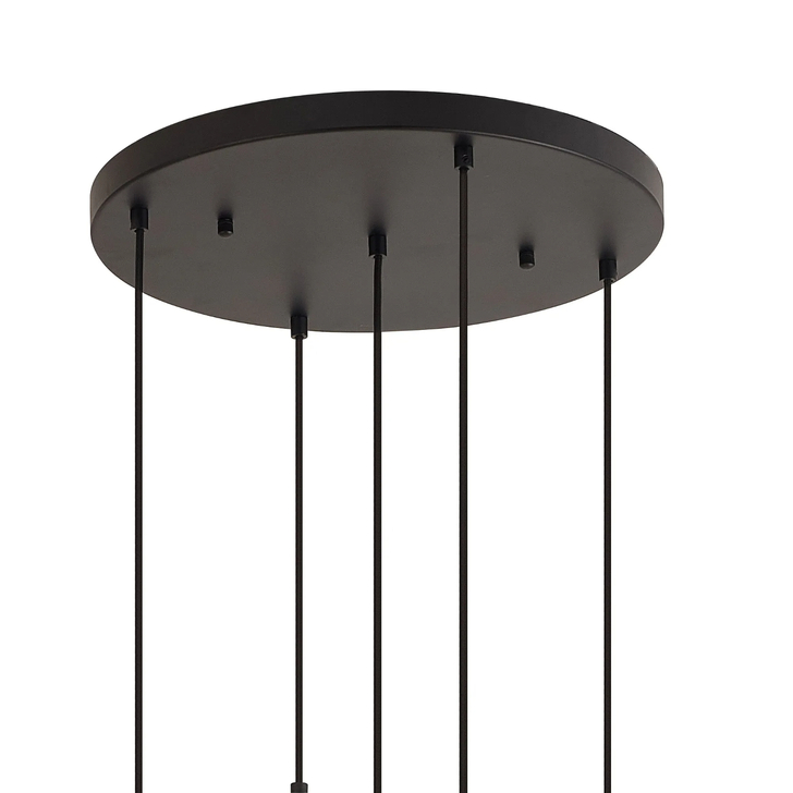 Idolite Devine Satin Black 5 Light E27 2.5m Round Multiple Pendant (FRAME ONLY)