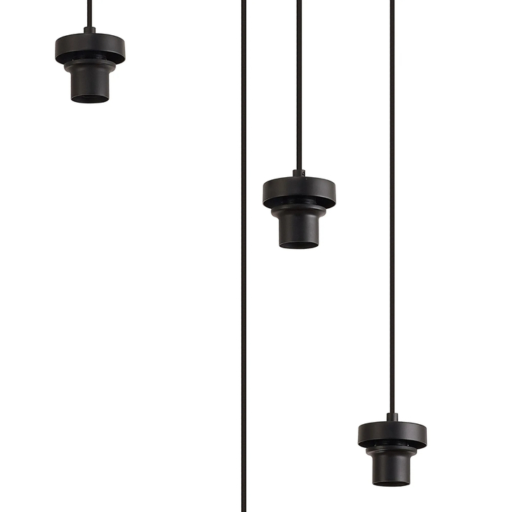 Idolite Devine Satin Black 5 Light E27 2.5m Round Multiple Pendant (FRAME ONLY)