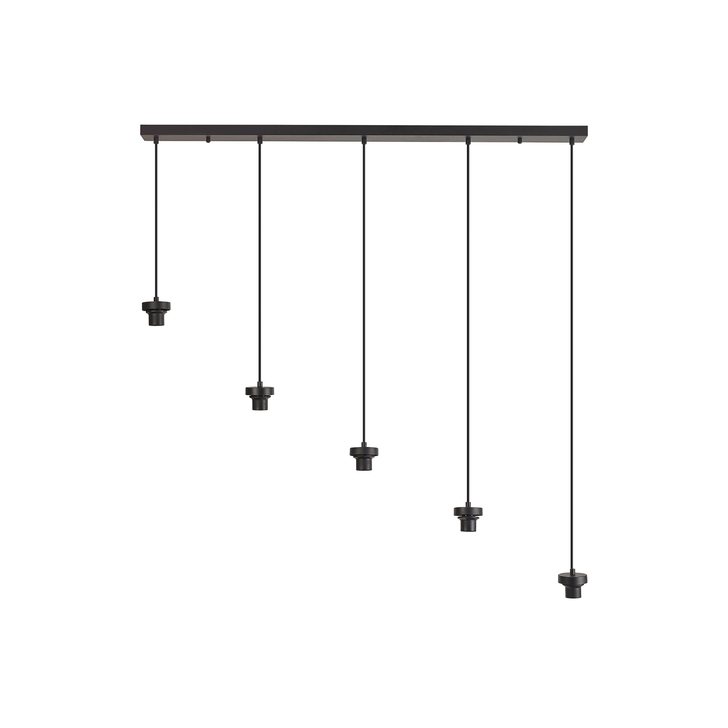 Idolite Devine Satin Black 5 Light E27 2m Linear Multiple Pendant (FRAME ONLY)