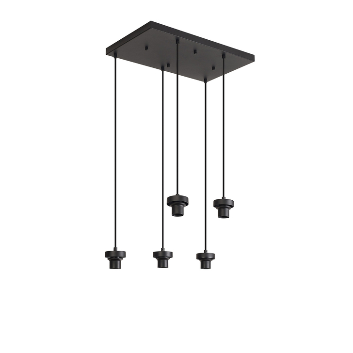 Idolite Devine Satin Black 5 Light E27 2m Rectangular Multiple Pendant (FRAME ONLY)