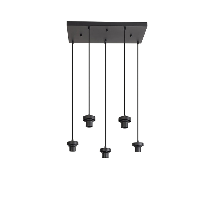 Idolite Devine Satin Black 5 Light E27 2m Rectangular Multiple Pendant (FRAME ONLY)