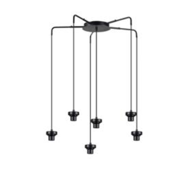 Idolite Devine Satin Black 6 Light E27 Round Multiple Spider Pendant (FRAME ONLY)