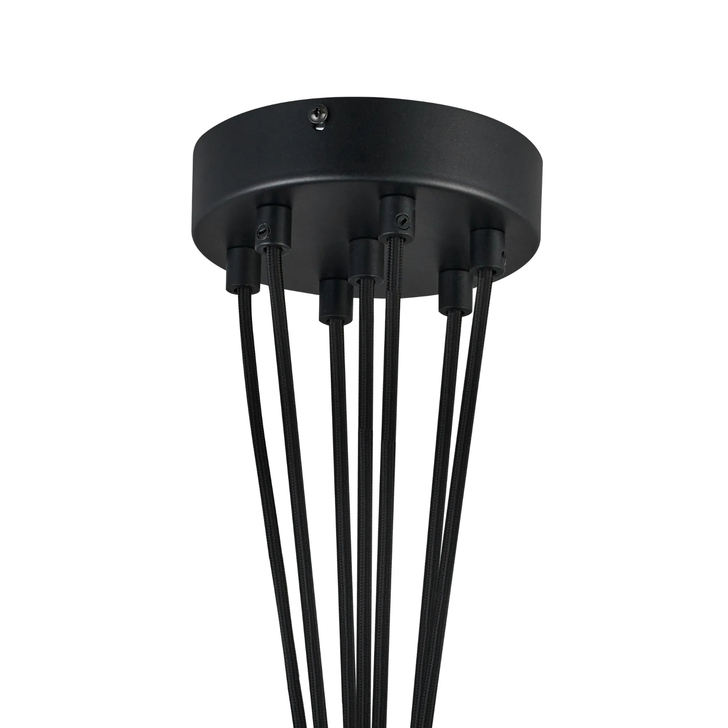 Idolite Devine Satin Black 7 Light E27 1.5m Cluster Pendant (FRAME ONLY), Suitable For A Vast Selection Of Glass Shades