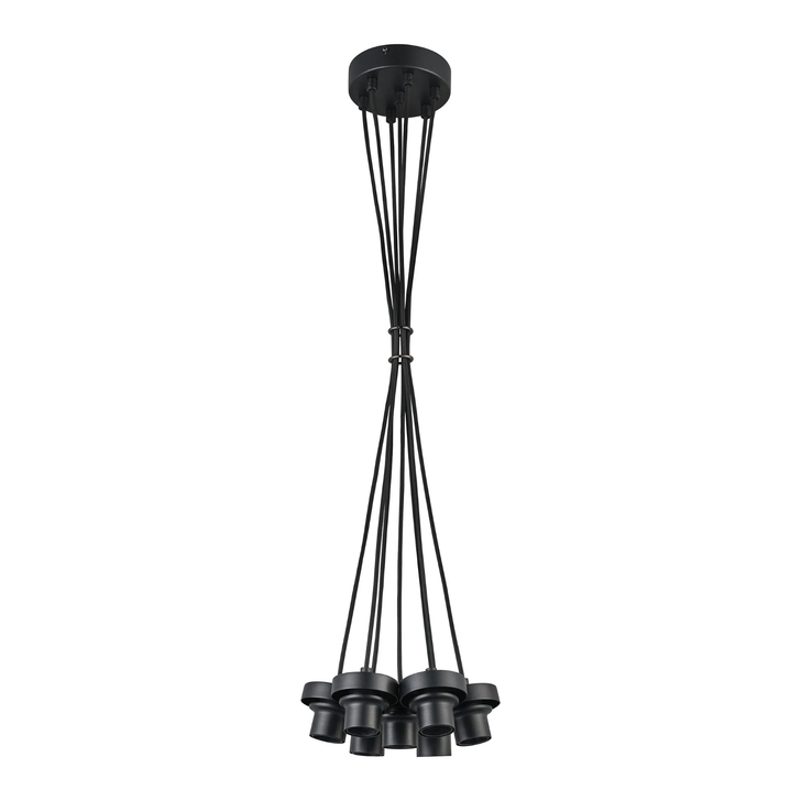 Idolite Devine Satin Black 7 Light E27 1.5m Cluster Pendant (FRAME ONLY), Suitable For A Vast Selection Of Glass Shades