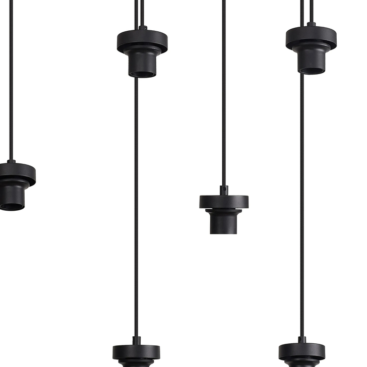 Idolite Devine Satin Black 7 Light E27 2m Oval Multiple Pendant (FRAME ONLY)
