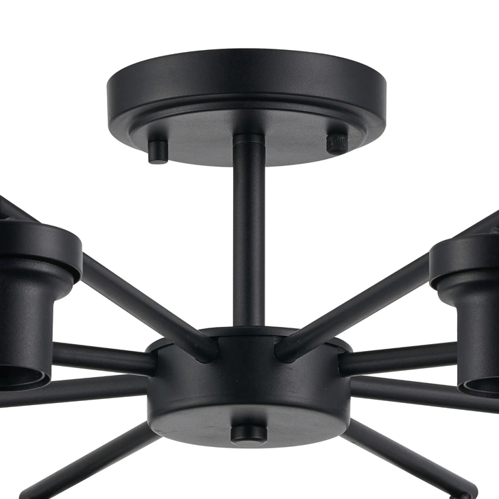 Idolite Devine Satin Black 8 Light Downward Semi Ceiling (FRAME ONLY)