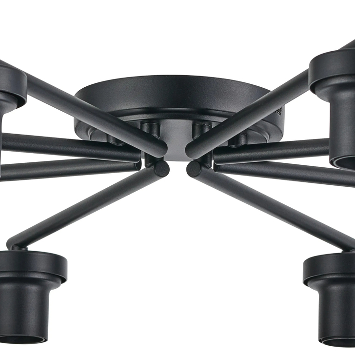 Idolite Devine Satin Black 8 Light Flush Ceiling (FRAME ONLY)