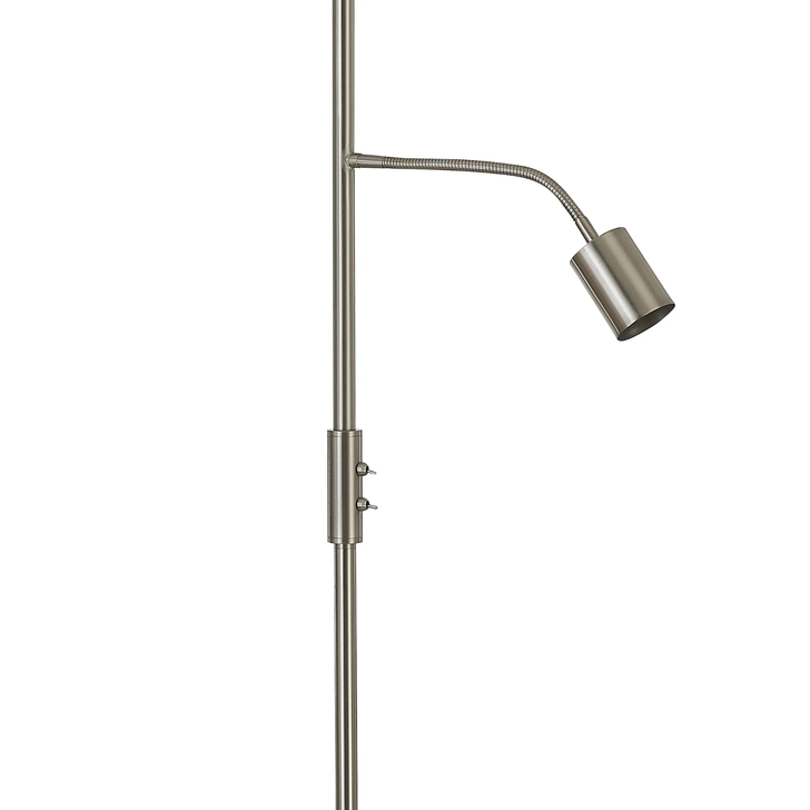 Idolite Devine Satin Nickel 1 Light E27 + Reading 1 Light GU10, 166cm Downward Floor Lamp Without Shade,