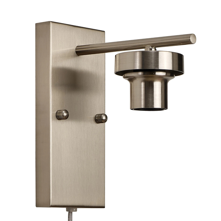 Idolite Devine Satin Nickel 1 Light E27 Switched Wall Light With Plug (FRAME ONLY)