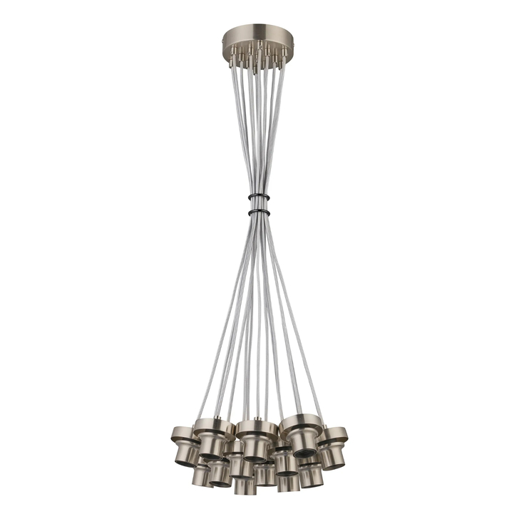 Idolite Devine Satin Nickel 13 Light E27 2m Cluster Pendant (FRAME ONLY), Suitable For A Vast Selection Of Glass Shades