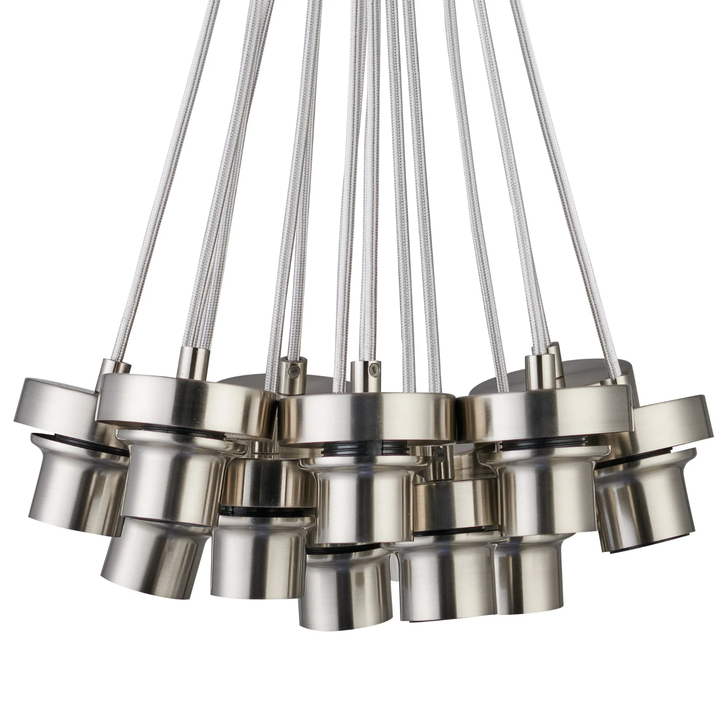 Idolite Devine Satin Nickel 13 Light E27 2m Cluster Pendant (FRAME ONLY), Suitable For A Vast Selection Of Glass Shades