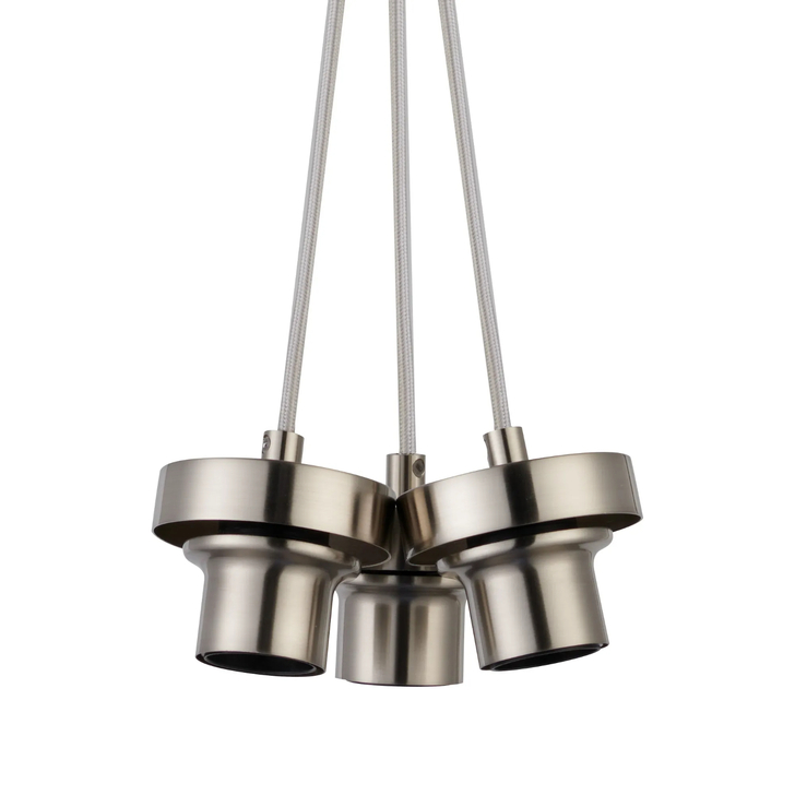 Idolite Devine Satin Nickel 3 Light E27 1m Cluster Pendant (FRAME ONLY), Suitable For A Vast Selection Of Glass Shades