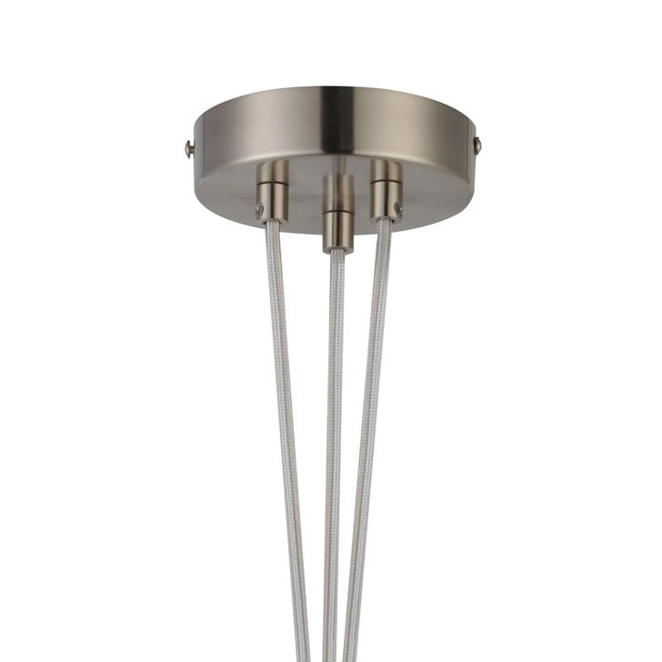 Idolite Devine Satin Nickel 3 Light E27 1m Cluster Pendant (FRAME ONLY), Suitable For A Vast Selection Of Glass Shades