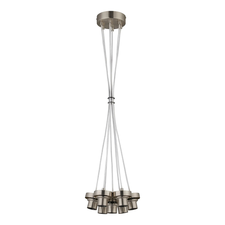 Idolite Devine Satin Nickel 7 Light E27 1.5m Cluster Pendant (FRAME ONLY), Suitable For A Vast Selection Of Glass Shades