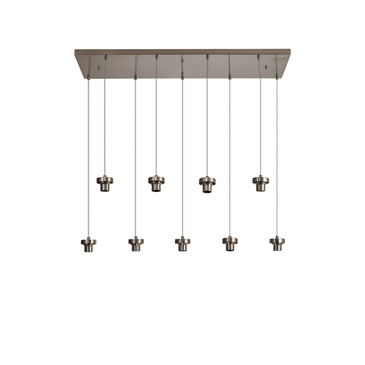 Idolite Devine Satin Nickel 9 Light E27 2m Rectangular Multiple Pendant (FRAME ONLY)