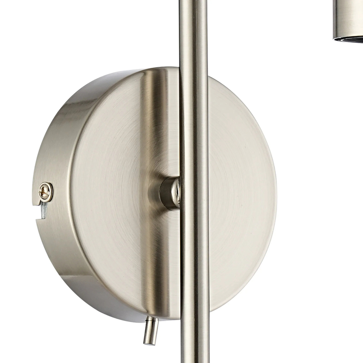 Idolite Devine Satin Nickel Curved 1 Light E27 Switched Wall Light (FRAME ONLY)