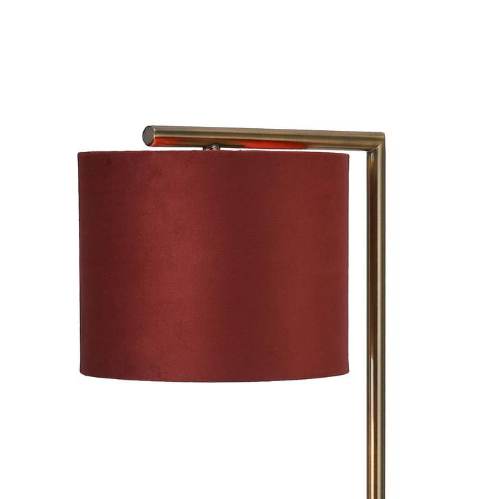 Idolite Devine Table Lamp, 1 Light E27, Antique Brass/Oxblood 20x16.5cm Velvet Shade