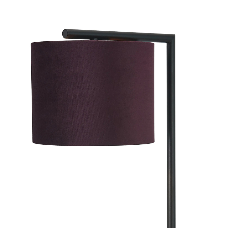 Idolite Devine Table Lamp, 1 Light E27, Satin Black/Aubergine 20x16.5cm Velvet Shade
