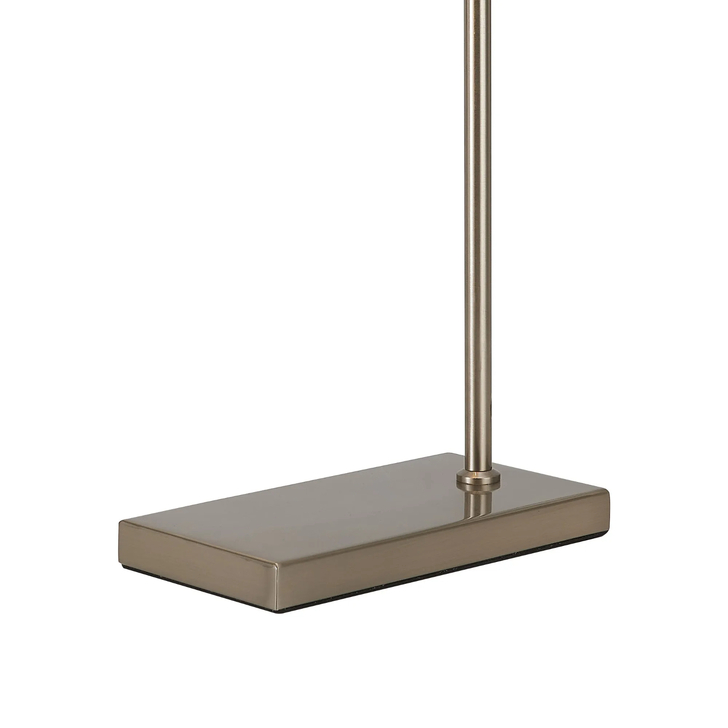 Idolite Devine Table Lamp, 1 Light E27, Satin Nickel/Duck Egg 20x16.5cm Linen Shade