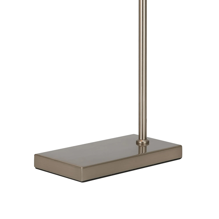 Idolite Devine Table Lamp, 1 Light E27, Satin Nickel/Porcelain 20x16.5cm Faux Silk Shade