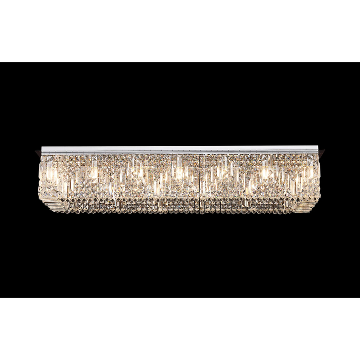 Idolite Dividi 16 Light Flush Rectangular Crystal Chandelier Polished Chrome