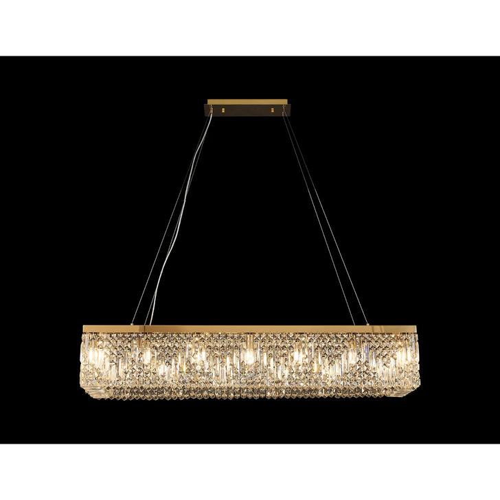 Idolite Dividi 16 Light Rectangular Pendant Crystal Chandelier Gold