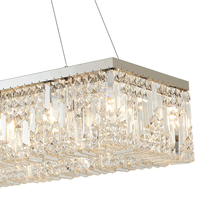 Idolite Dividi 16 Light Rectangular Pendant Crystal Chandelier Polished Chrome
