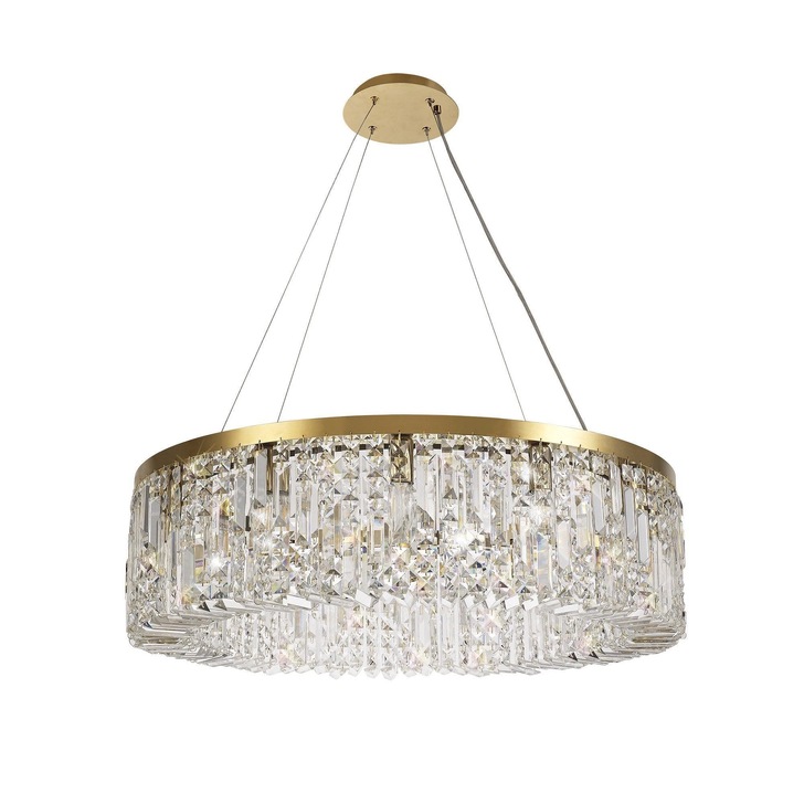 Idolite Dividi Gold Finish 12 Light Large Crystal Pendant