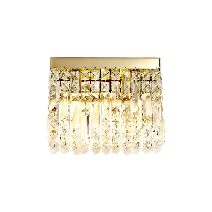 Idolite Dividi Gold Finish 2 Light Crystal Wall Light