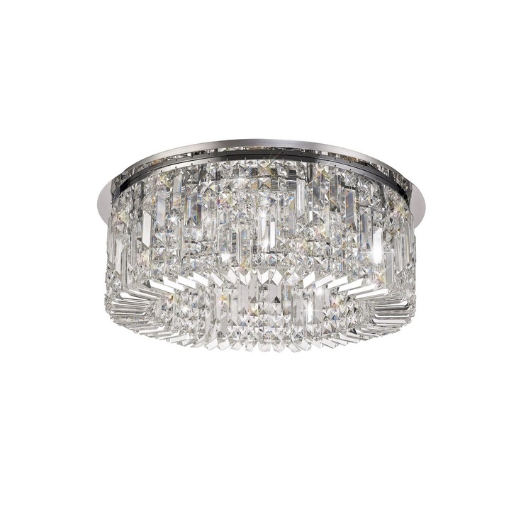 Idolite Dividi Polished Chrome 8 Light Large Flush Crystal Ceiling Light